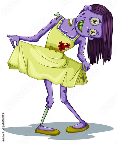 A female zombie wearing a dress