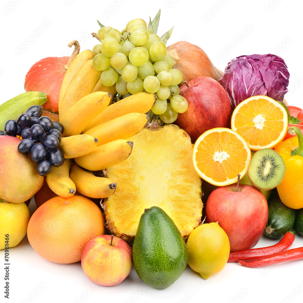 fruits and vegetables isolated on white background fruits and vegetables isolated on white background