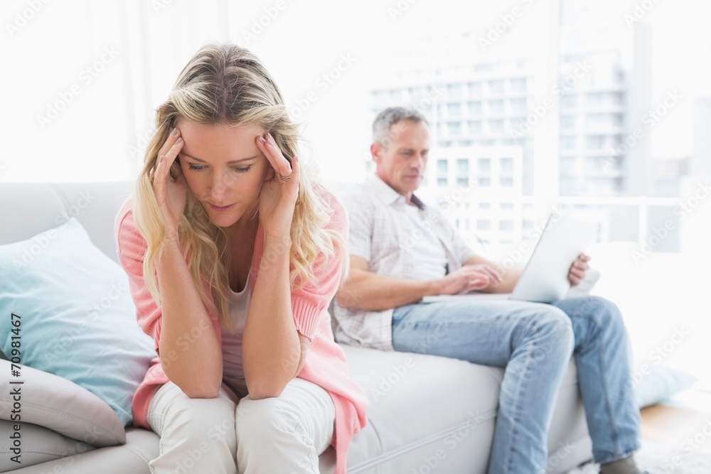 Unhappy couple are stern and having troubles Unhappy couple are stern and having troubles