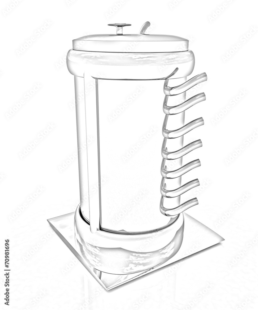 Abstract chrome metal pressure vessel. Pencil drawing Abstract chrome metal pressure vessel. Pencil drawing
