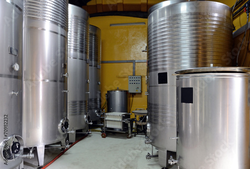 wine in steel barrels