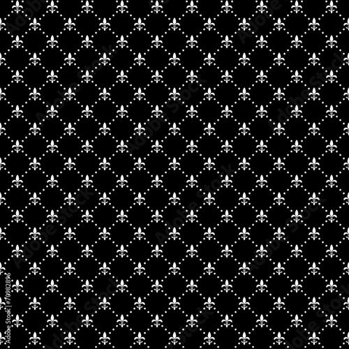 Seamless black background with light royal lilies