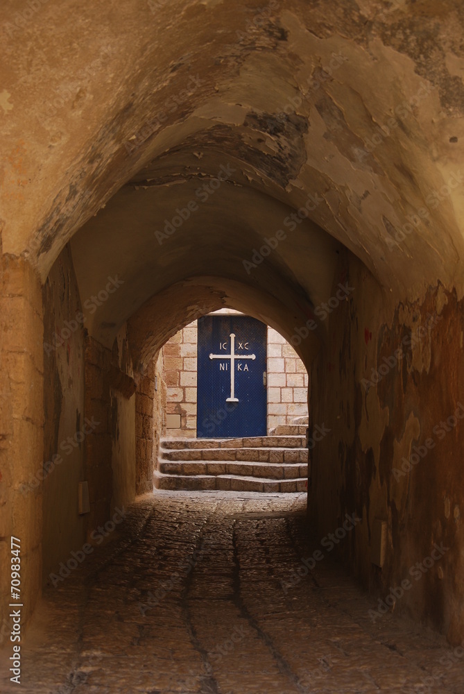 The old streets of Jaffa, gate to the monastery