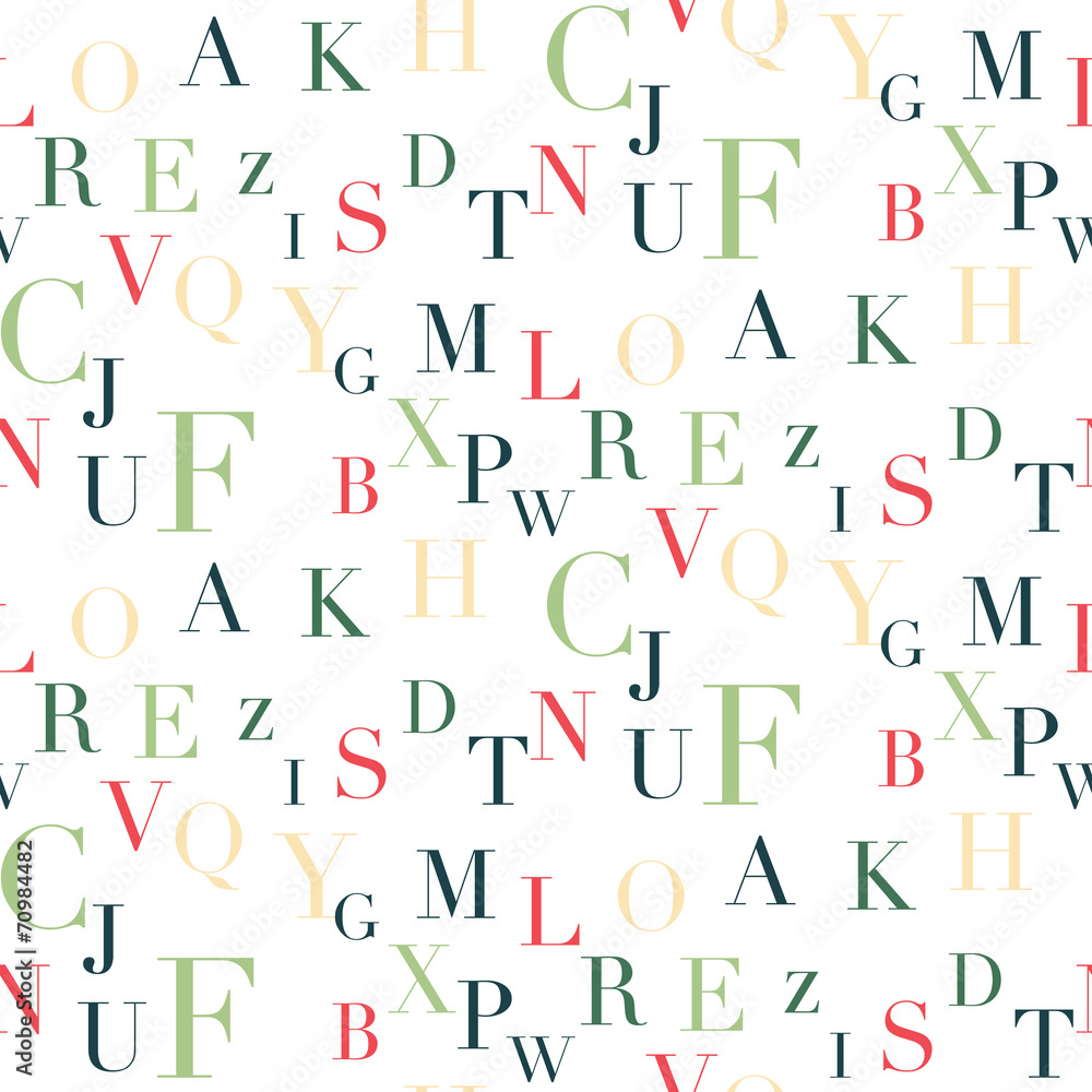 Seamless vector background of letters in a scattered position Seamless vector background of letters in a scattered position