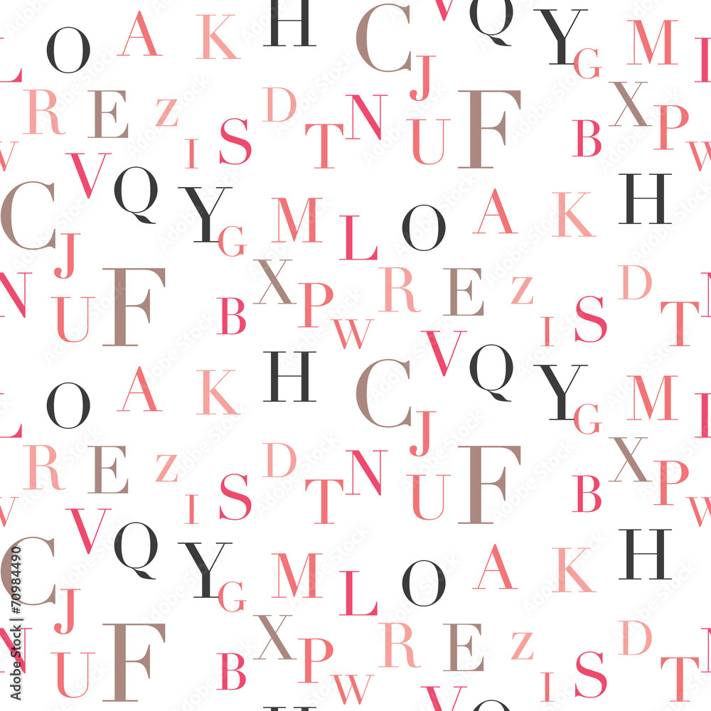 Seamless vector background of letters in a scattered position Seamless vector background of letters in a scattered position