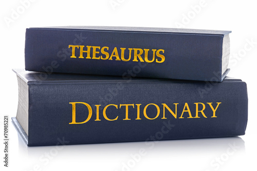 Thesaurus and Dictionary isolated on white photo