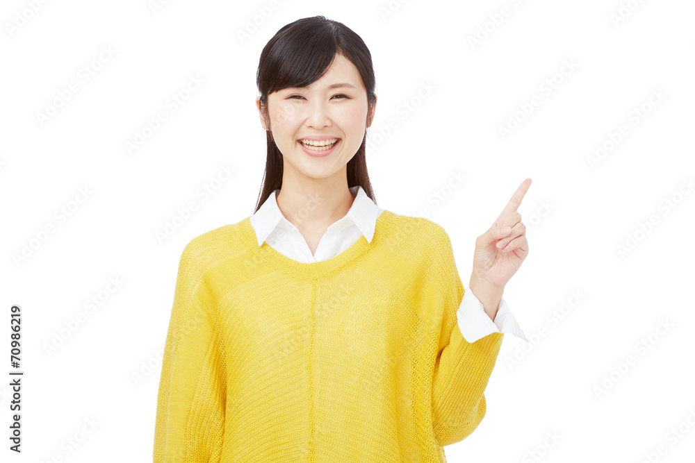 指差す女性 指差す女性
