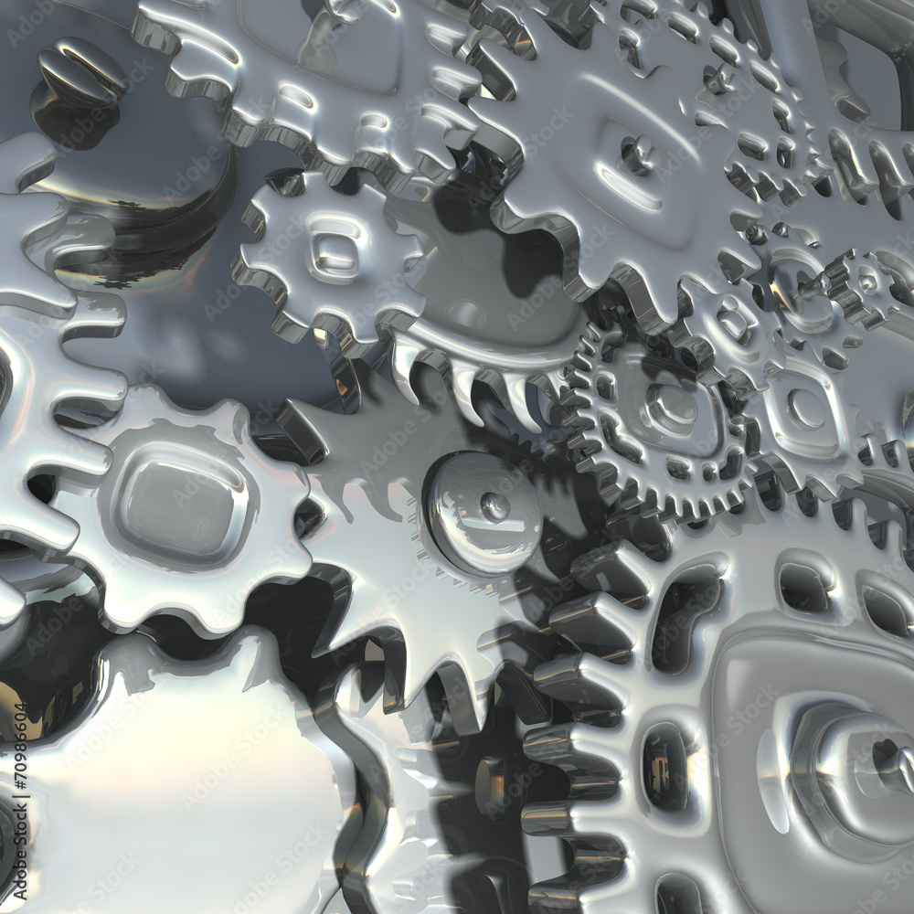 Fantasy mechanism inside. Abstract silver gears Fantasy mechanism inside. Abstract silver gears