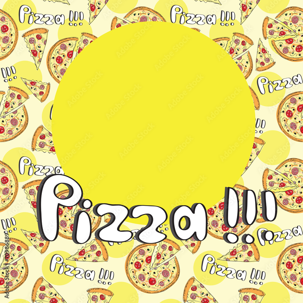 Doodle style pizza seamless cover fore menu Doodle style pizza seamless cover fore menu