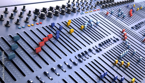 Φωτογραφία Fantasy Professional mixing console in studio. 3d illustration