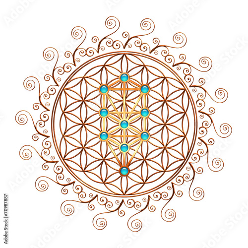 Obraz na plátně Flower of Life, Tree of Life, Kabbalah, Sephiroth