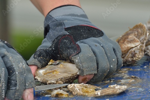 Close up of oyster being prepared