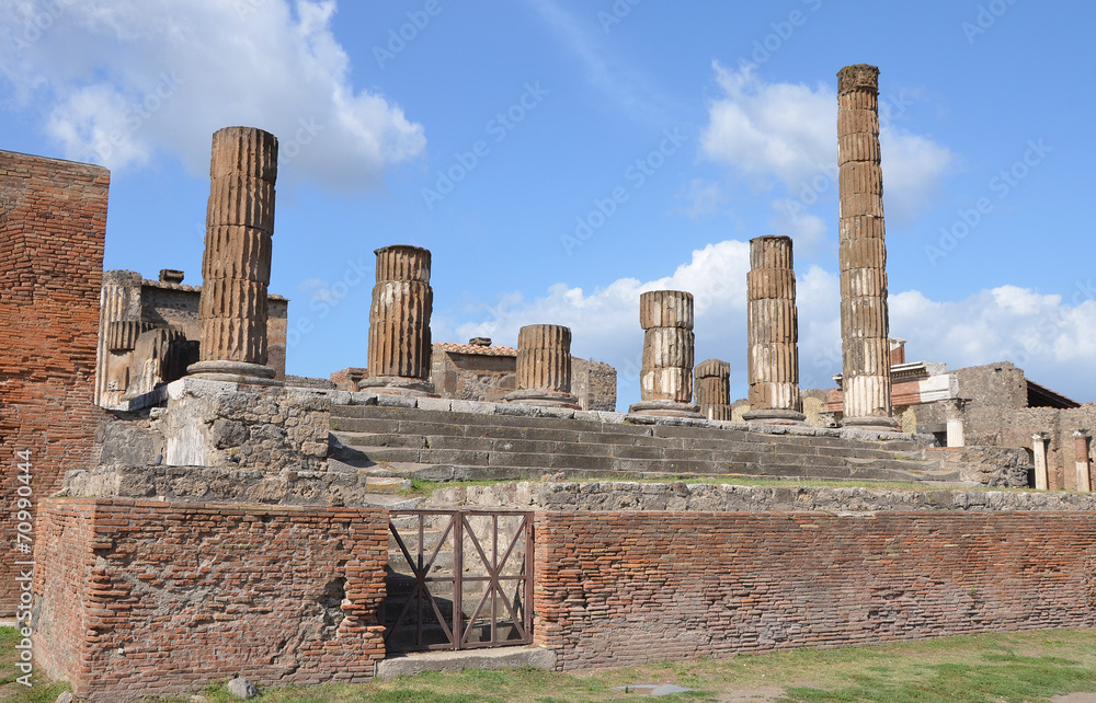 The ruins of the temple of Jupiter in Pompeii