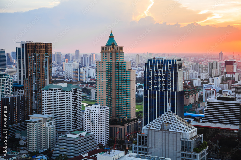 Bangkok skyline at dusk