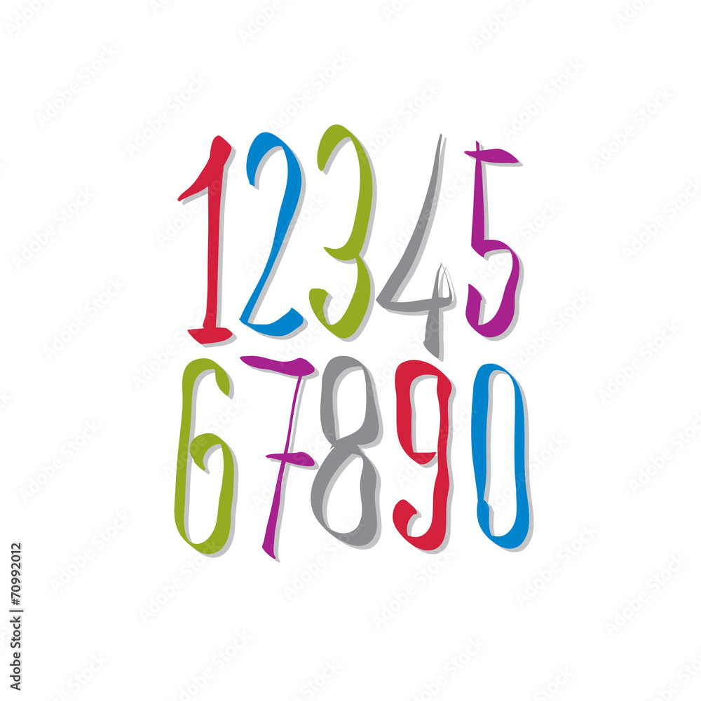 Hand written fresh vector numbers, stylish drawn numbers set. Hand written fresh vector numbers, stylish drawn numbers set.