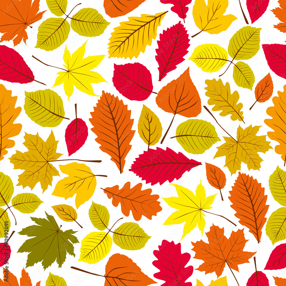 Obraz premium Beautiful leaves seamless pattern, vector natural endless backgr