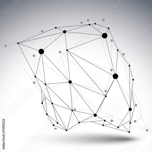 Geometric black and white polygonal structure with wire mesh, mo