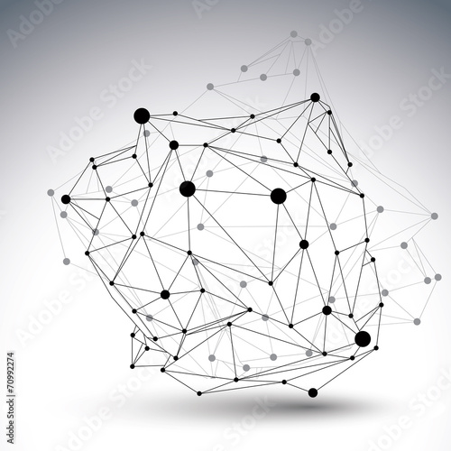 3D vector abstract design template, polygonal complicated contra