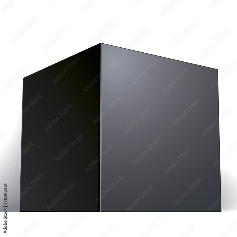 Vector blank black box isolated on white background, template fo Vector blank black box isolated on white background, template fo