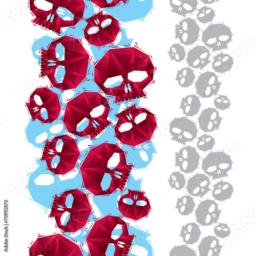 Skulls seamless pattern, vertical composition, geometric contemp