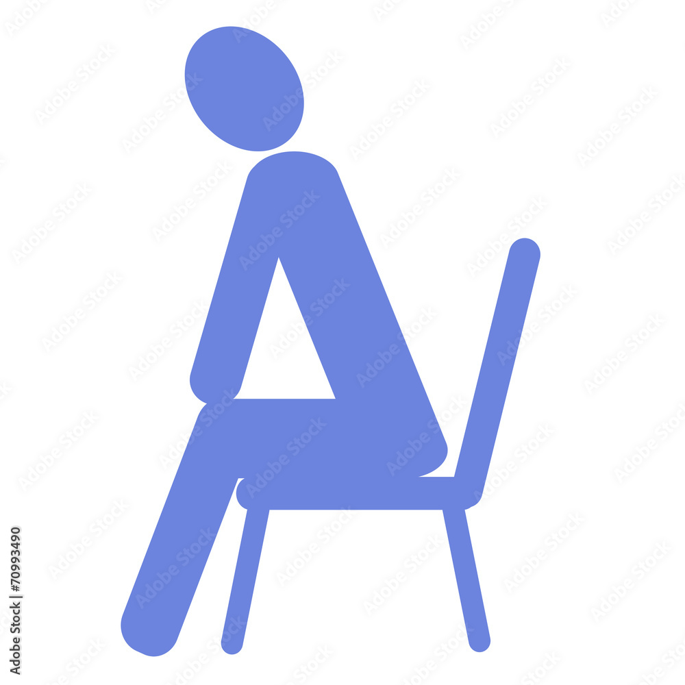 椅子に座る人のイラスト 左向き青 Stock 写真 Adobe Stock
