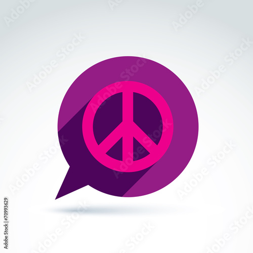 Chat on peace theme. Antiwar vector icon, speech bubble with a p