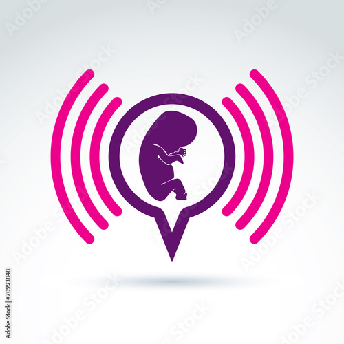 Illustration of a baby embryo. Chat on a pregnancy theme. Pregna