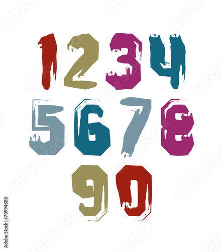 Hand drawn stroked numerals  collection of unusual childish wate