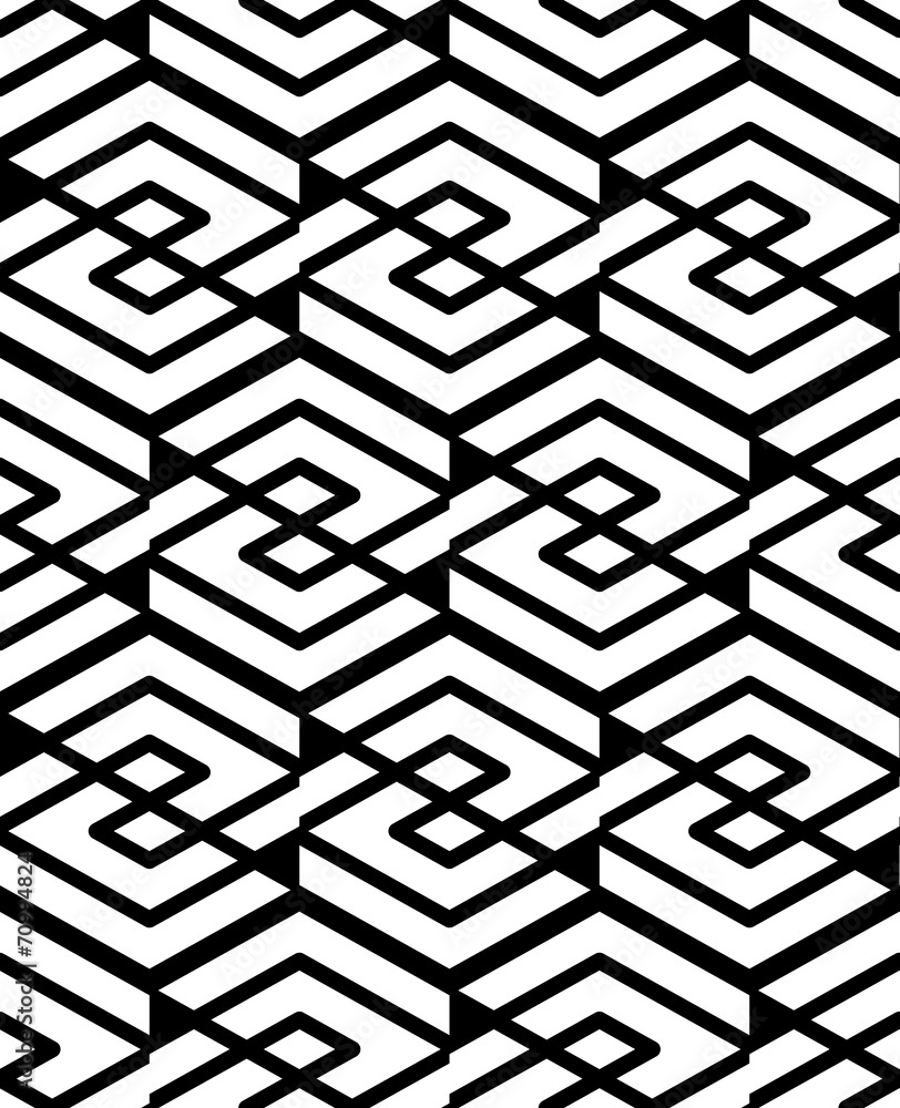 Geometric seamless pattern with parallel lines and geometric ele
