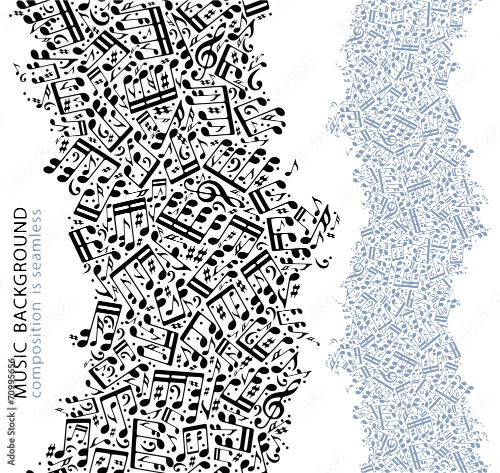 Vector light seamless music composition, black vertical band wit