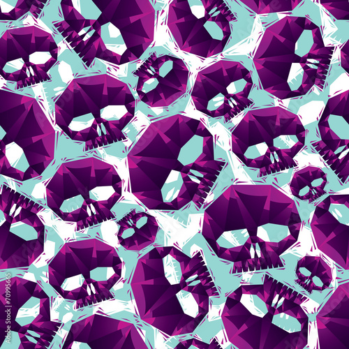 Violet skulls seamless patt...