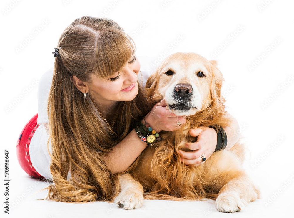 Retriever and girl