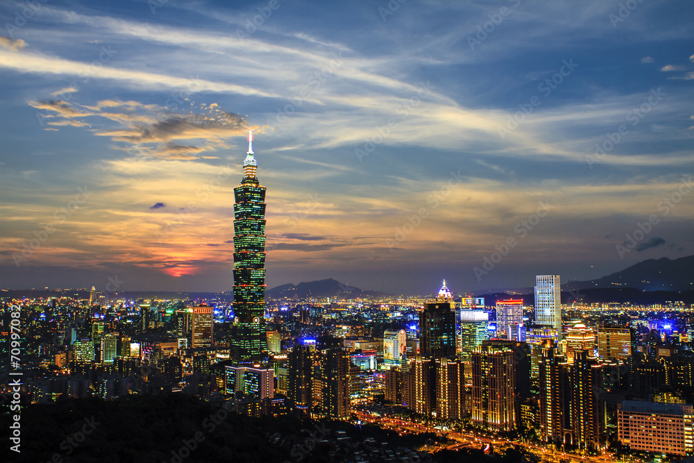 Obraz premium Taipei City View at Night