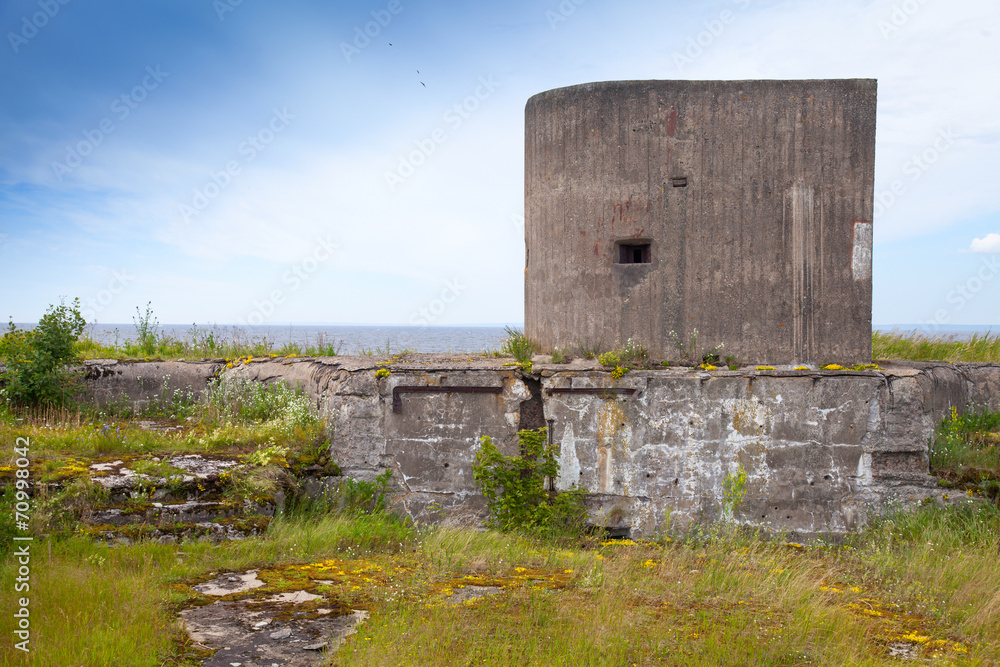 Old concrete bunker from WWII period. Totleben fort in Russia
