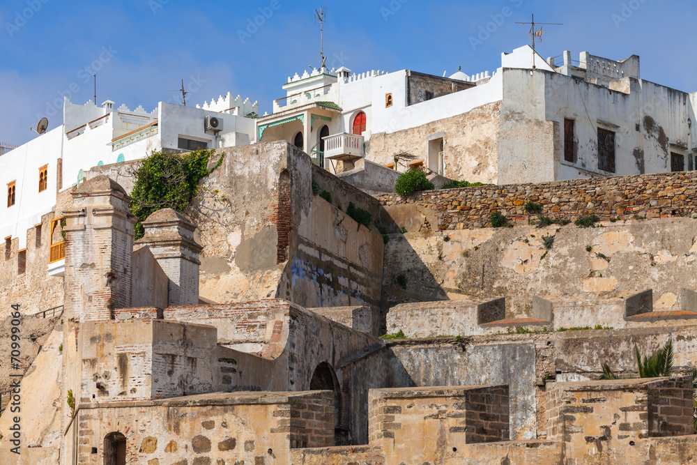 Ancient fortress and living houses in Medina, old Tangier, Moroc