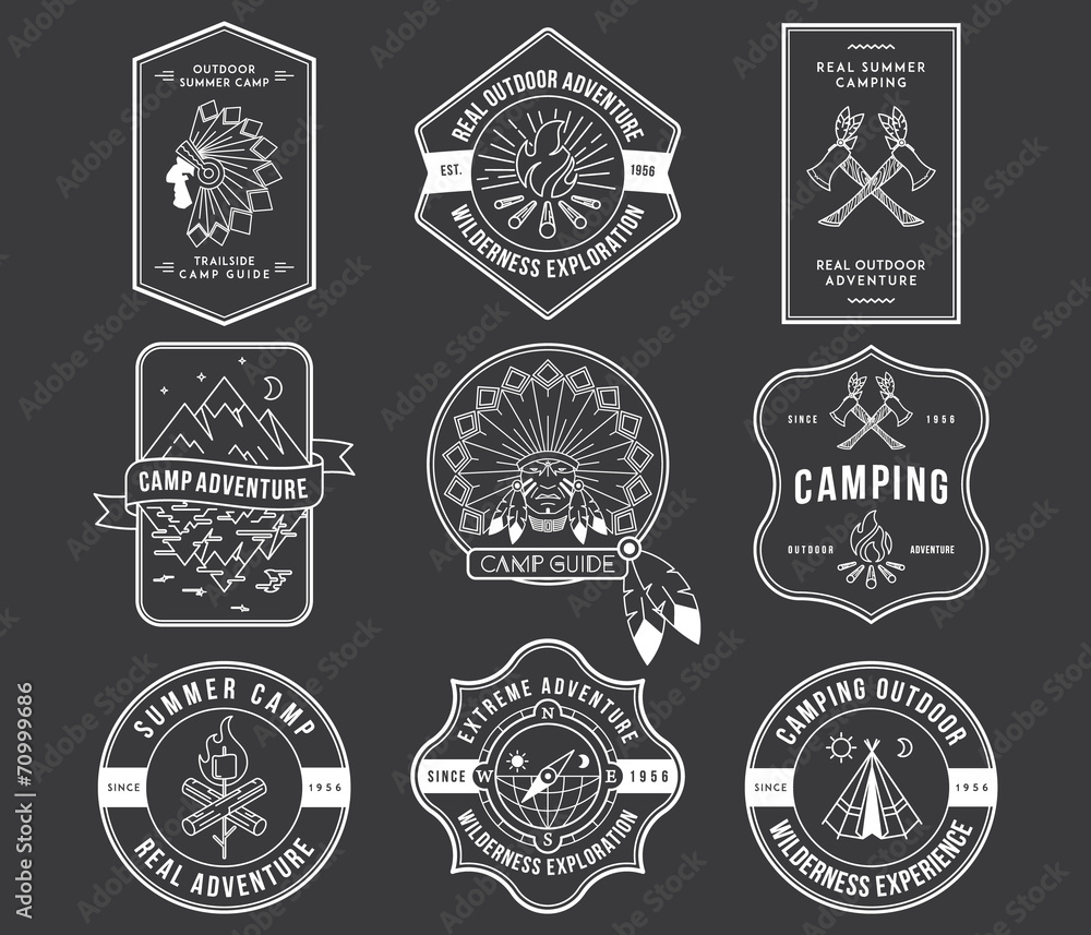 Fototapeta premium Outdoor camping white on black