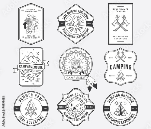 Outdoor camping black on white