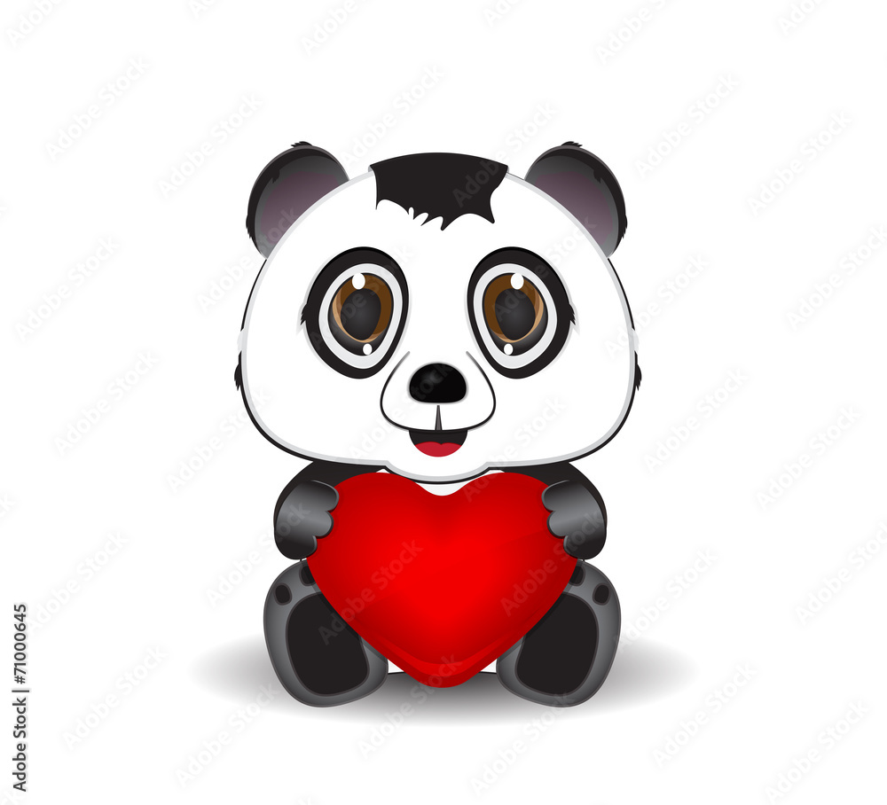 cute panda holding a hearth sign cute panda holding a hearth sign