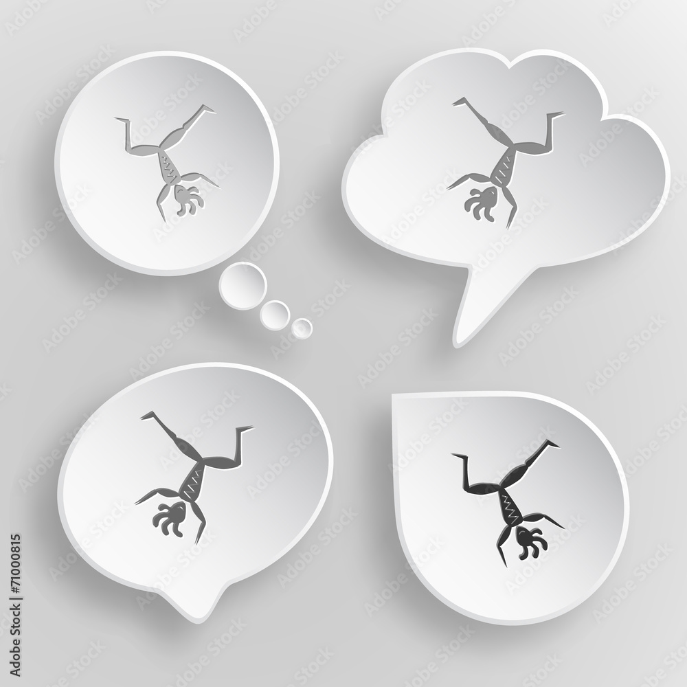 Dancing ethnic little man. White flat vector buttons on gray bac Dancing ethnic little man. White flat vector buttons on gray bac