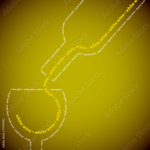 Wine bottle and glass made from words in vector format.