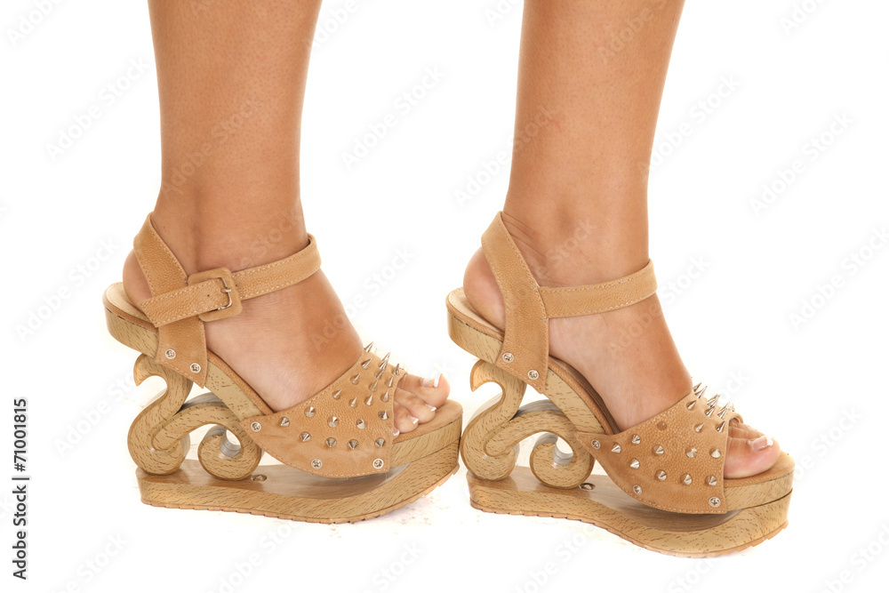 woman shoes wood brown