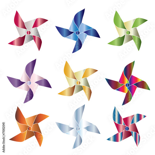 Colorful shiny pinwheels