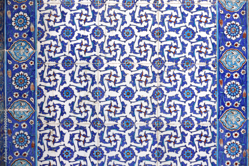 Macro view of tiles in Rustem Pasa Mosque, Istanbul