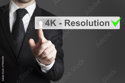 businessman pushing touchscreen button 4k resolution