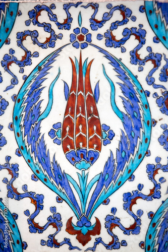 Macro view of tiles in Rustem Pasa Mosque, Istanbul