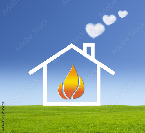 Haus mit Heizung/Symbol