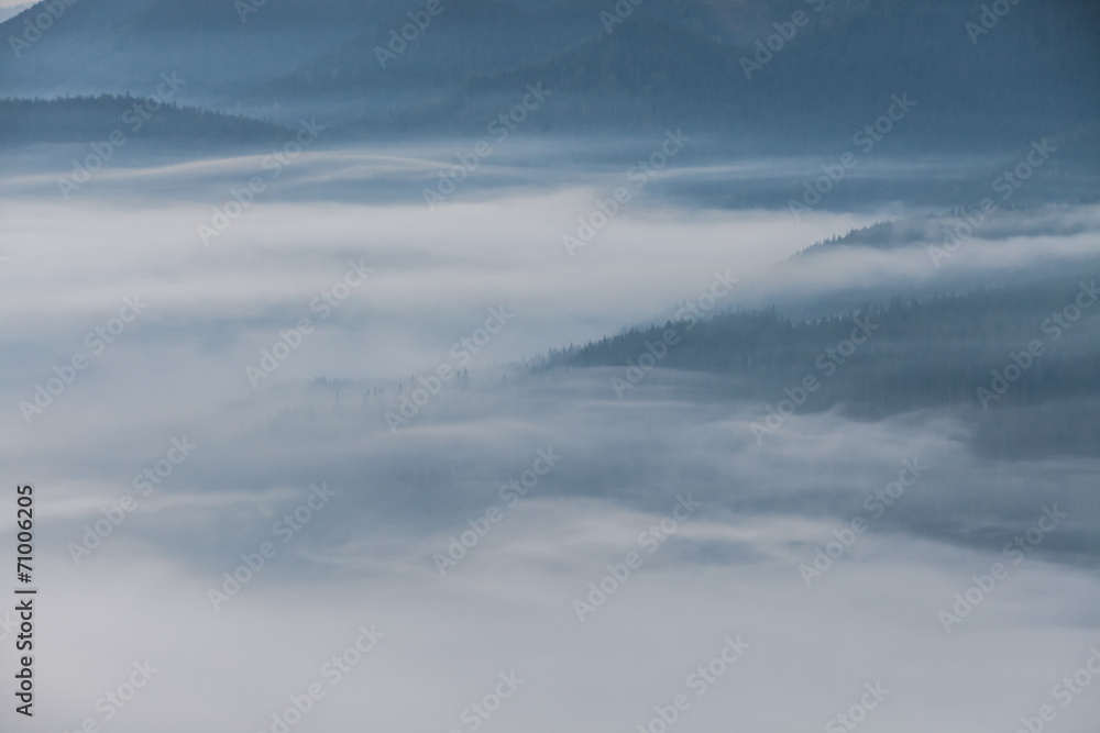 fog and cloud mountain valley landscape