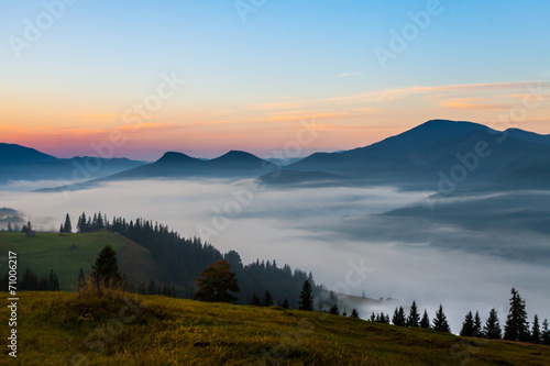 fog and cloud mountain valley landscape