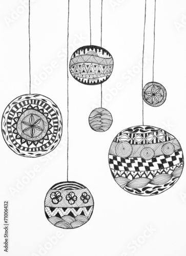 beautiful hand drawn christmas globes