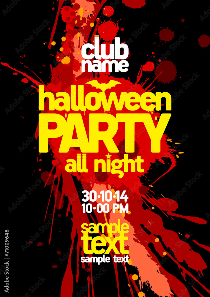 Halloween party design with bloody blots.